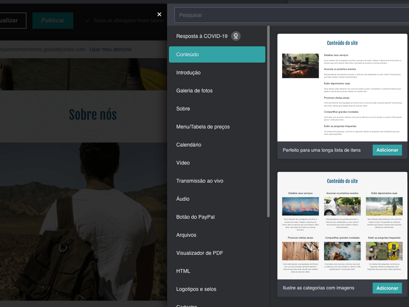 construtor de site para amadores